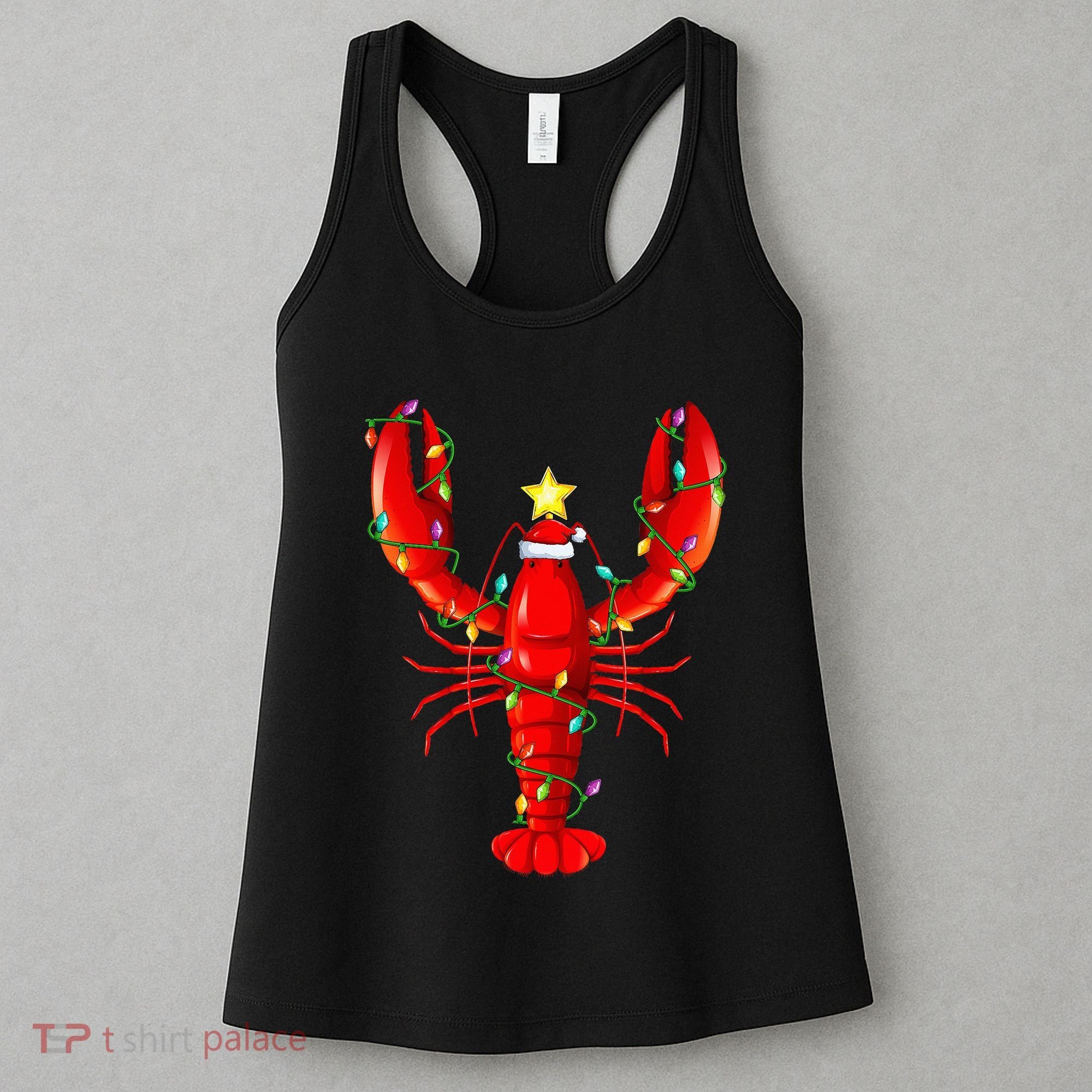 Lobster Lighting Xmas Tree Matching Lobster Christmas Women's Tank Top