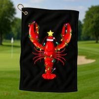 Lobster Lighting Xmas Tree Matching Lobster Christmas Golf Towel thumb 1