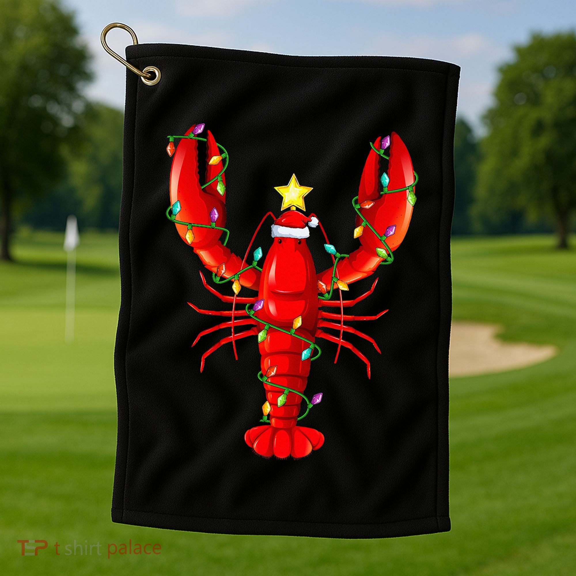 Lobster Lighting Xmas Tree Matching Lobster Christmas Golf Towel
