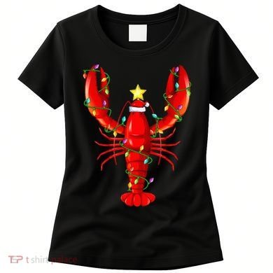 Lobster Lighting Xmas Tree Matching Lobster Christmas Women's T-Shirt