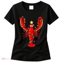 Lobster Lighting Xmas Tree Matching Lobster Christmas Women's T-Shirt thumb 0