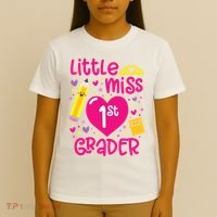 Little Miss 1st Grader 1st Grade Girl First Day Of School T-Shirt thumb 4
