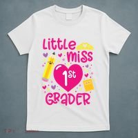 Little Miss 1st Grader 1st Grade Girl First Day Of School T-Shirt thumb 5