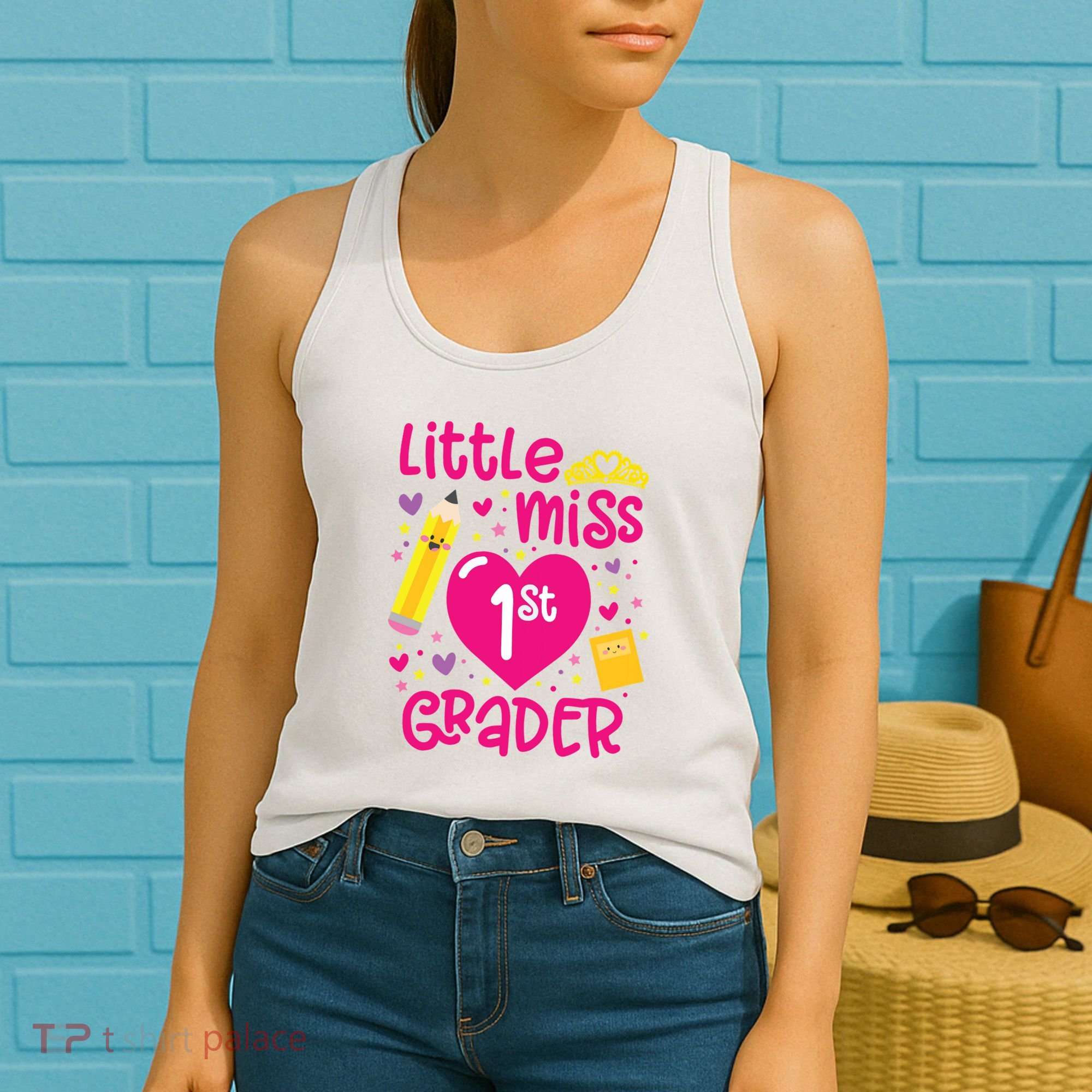 Little Miss 1st Grader 1st Grade Girl First Day Of School Women's Tank Top