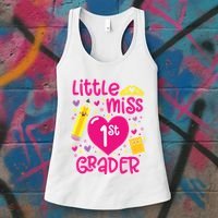 Little Miss 1st Grader 1st Grade Girl First Day Of School Women's Tank Top thumb 3
