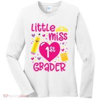 Little Miss 1st Grader 1st Grade Girl First Day Of School Women's Long Sleeve Shirt thumb 0
