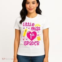 Little Miss 1st Grader 1st Grade Girl First Day Of School Women's T-Shirt thumb 4
