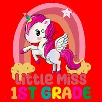Little Miss 1st Grade Rainbow Unicorn Santa Hat thumb 1