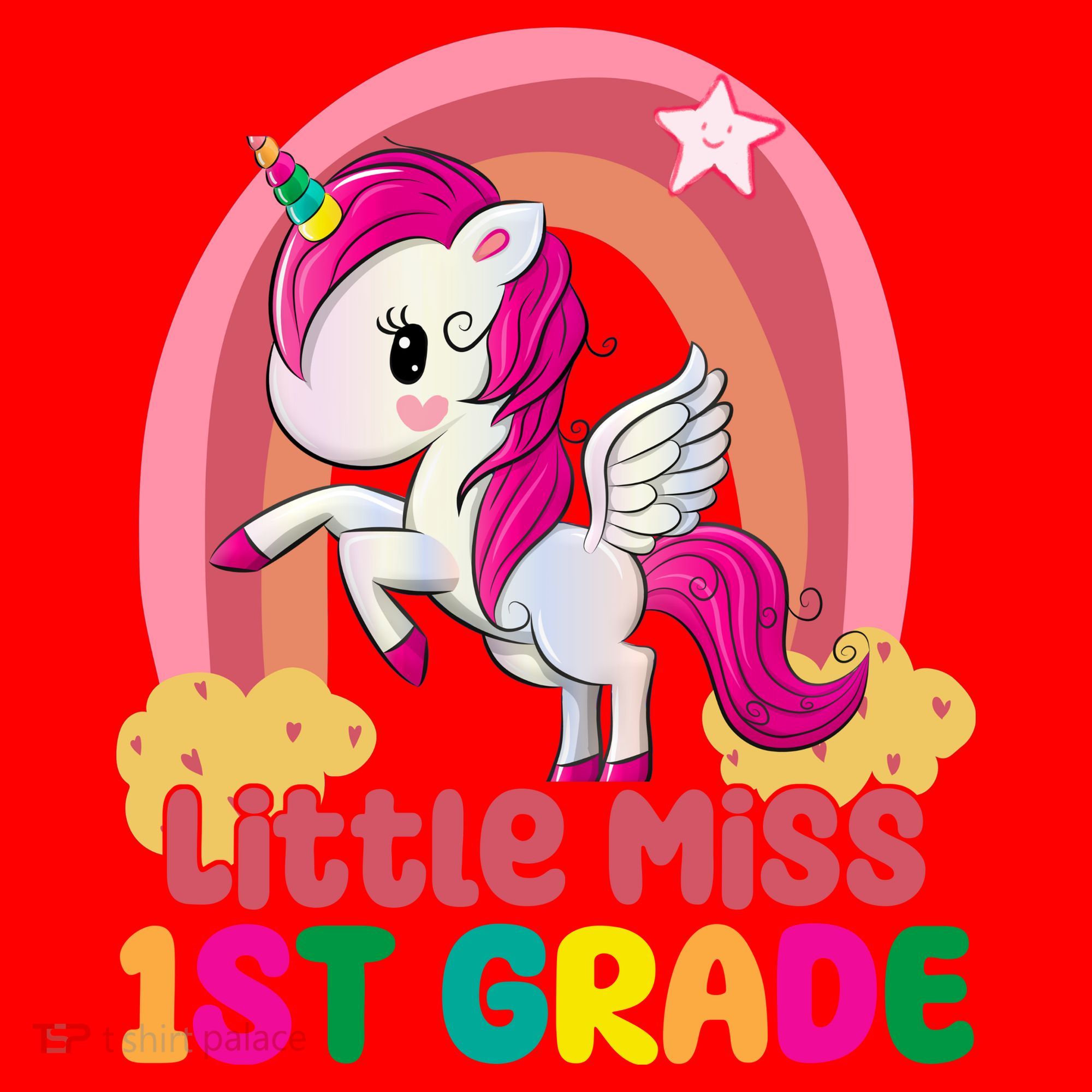 Little Miss 1st Grade Rainbow Unicorn Santa Hat