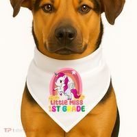 Little Miss 1st Grade Rainbow Unicorn USA-Made Doggie Bandana thumb 1