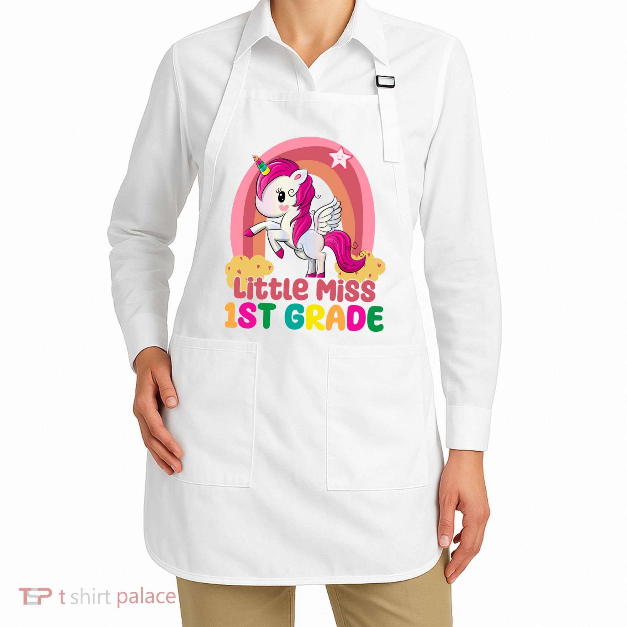 Little Miss 1st Grade Rainbow Unicorn Apron