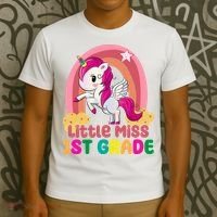 Little Miss 1st Grade Rainbow Unicorn T-Shirt thumb 3