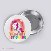 Little Miss 1st Grade Rainbow Unicorn Button thumb 0