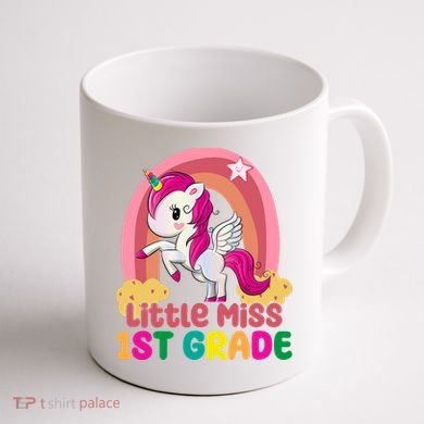 Little Miss 1st Grade Rainbow Unicorn Coffee Mug back