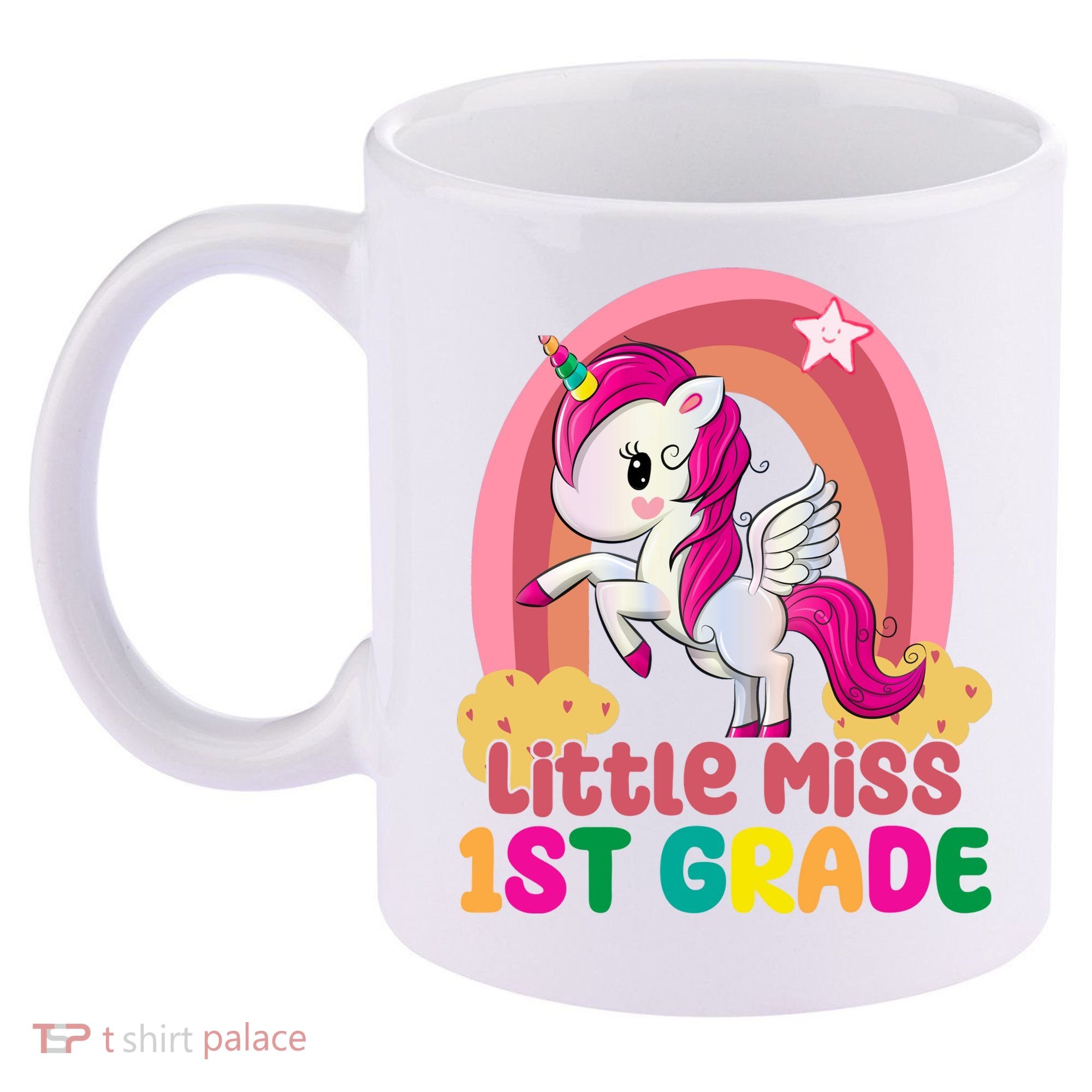 Little Miss 1st Grade Rainbow Unicorn 11oz C Handle Ceramic Mug