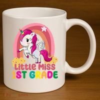 Little Miss 1st Grade Rainbow Unicorn 11oz C Handle Ceramic Mug thumb 3