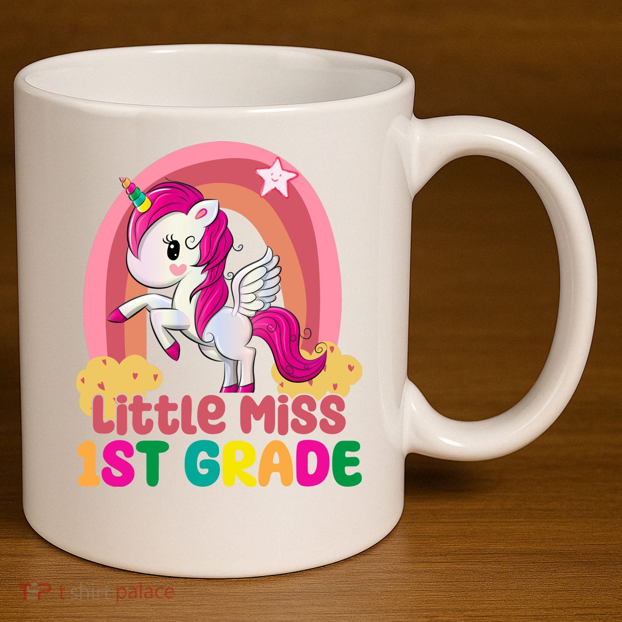 Little Miss 1st Grade Rainbow Unicorn 11oz C Handle Ceramic Mug