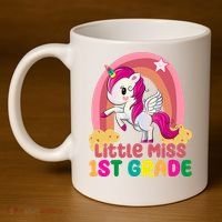 Little Miss 1st Grade Rainbow Unicorn 11oz C Handle Ceramic Mug thumb 4