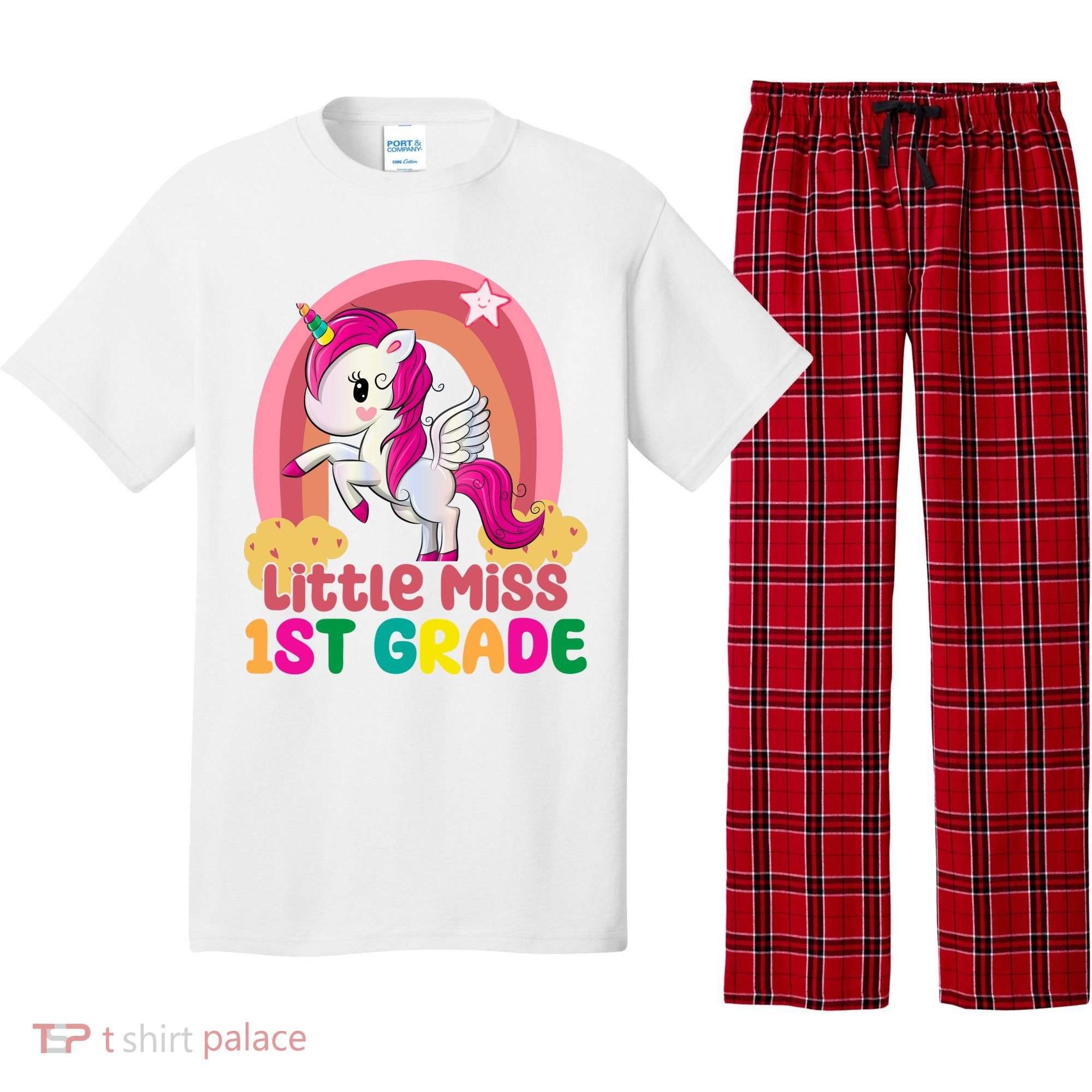 Little Miss 1st Grade Rainbow Unicorn Pajama Set