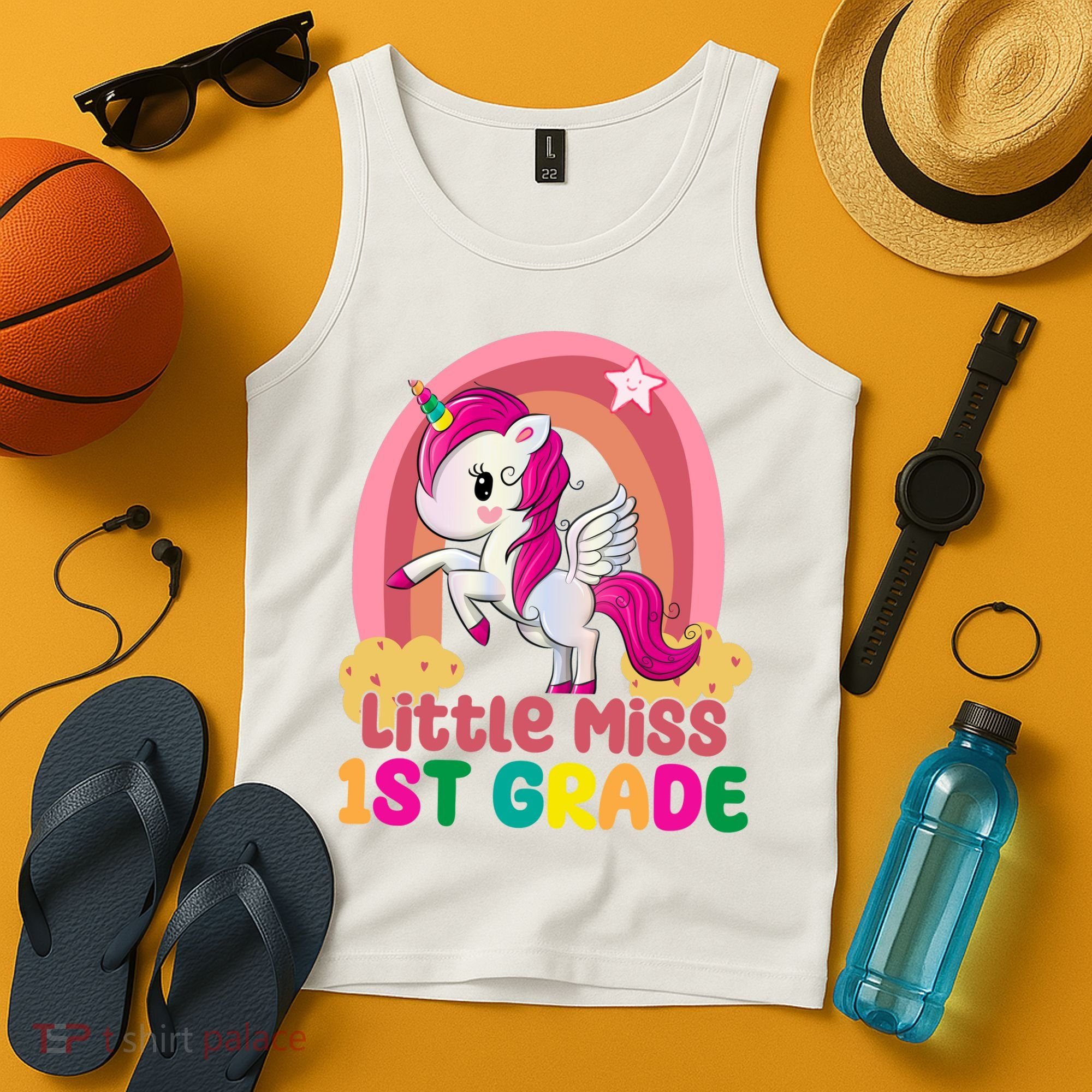 Little Miss 1st Grade Rainbow Unicorn Tank Top