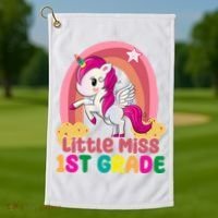 Little Miss 1st Grade Rainbow Unicorn Golf Towel thumb 1
