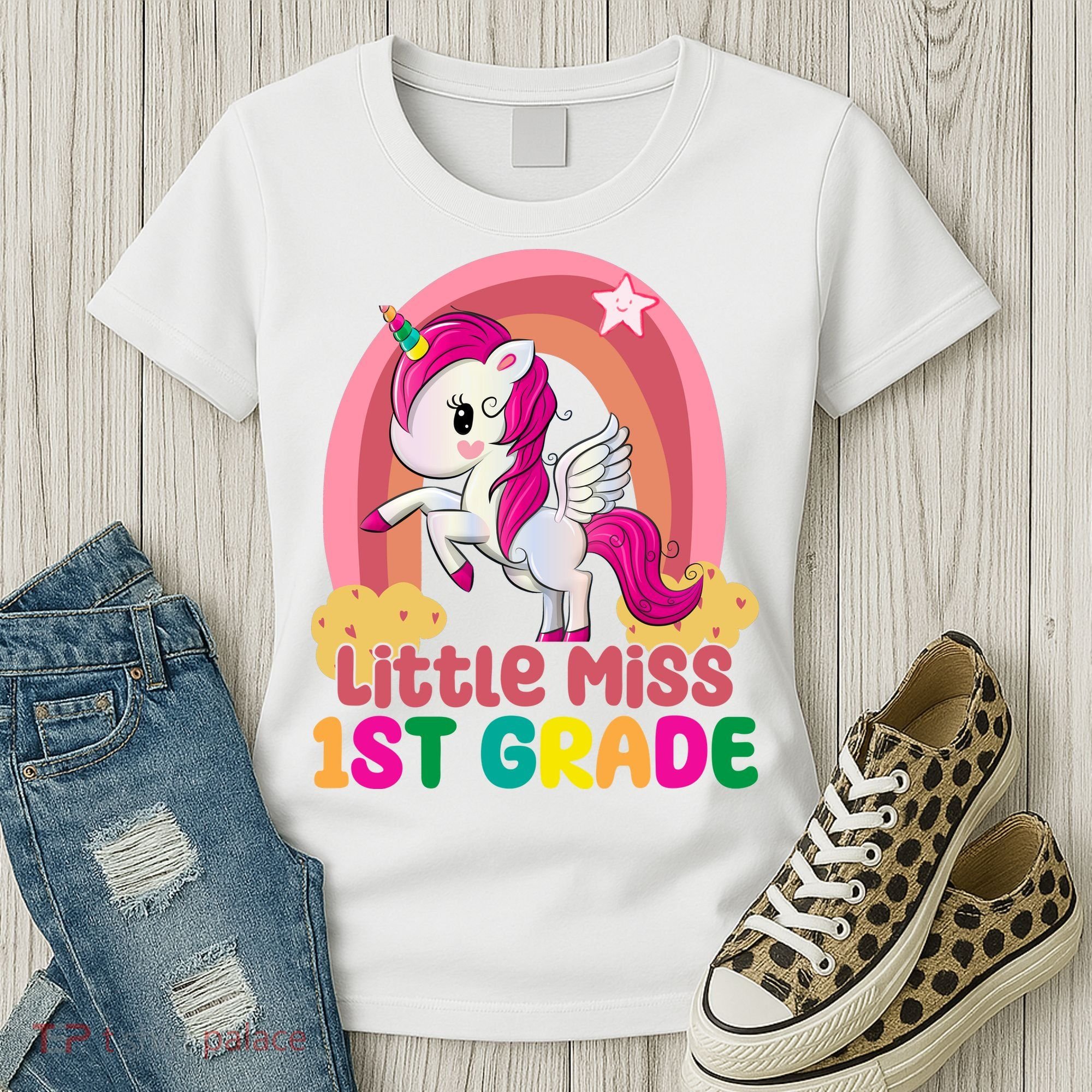 Little Miss 1st Grade Rainbow Unicorn Women's T-Shirt