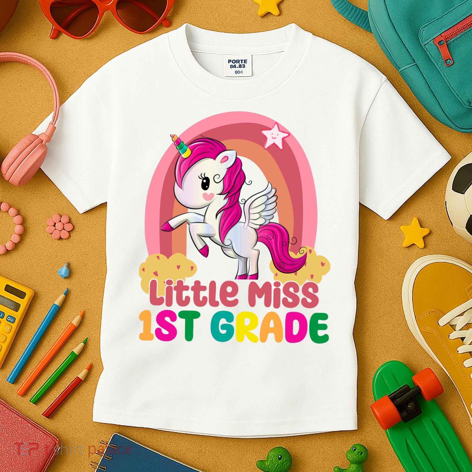 Little Miss 1st Grade Rainbow Unicorn Kids T-Shirt