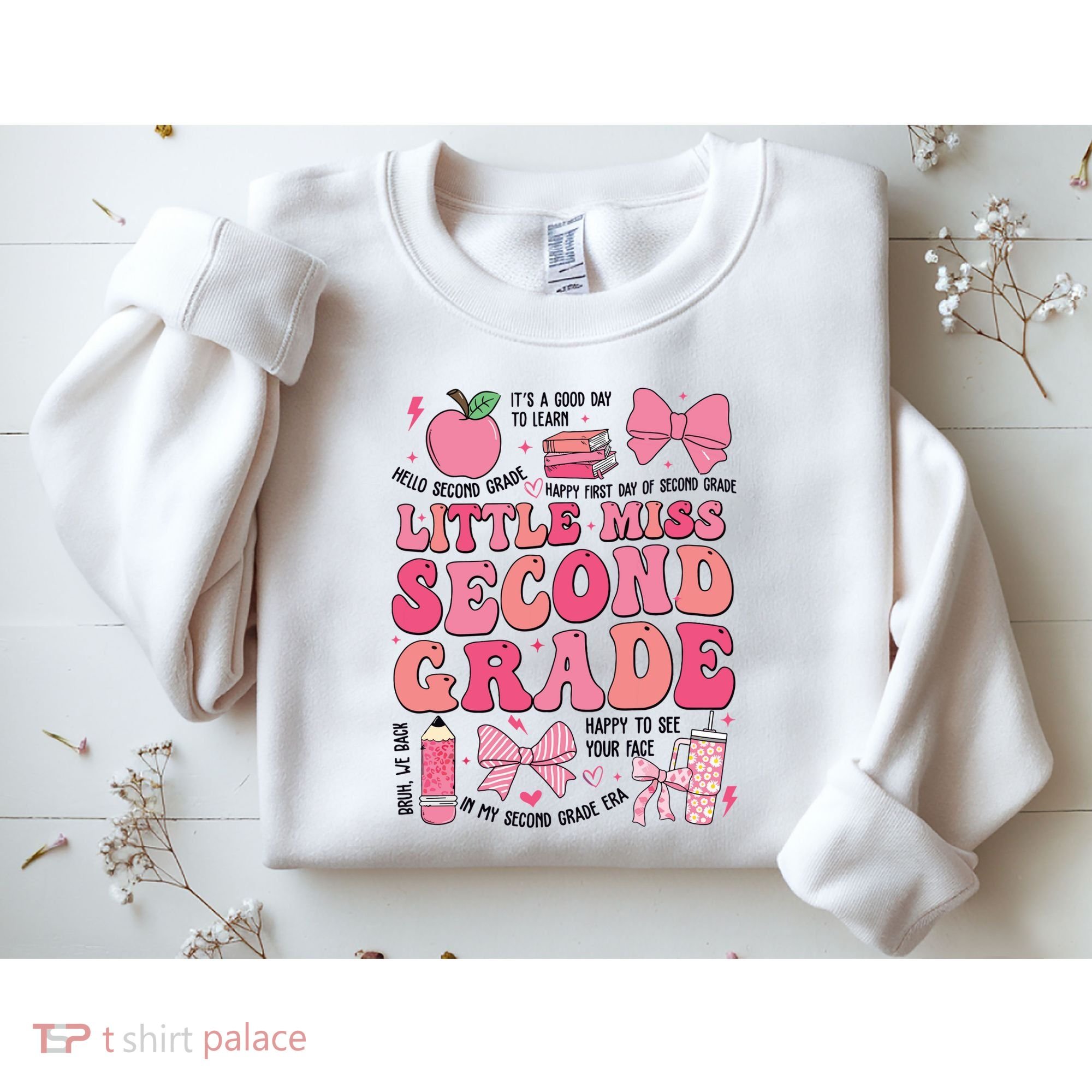 Little Miss 2nd Grade Girl Coquette Bow Back To School Sweatshirt