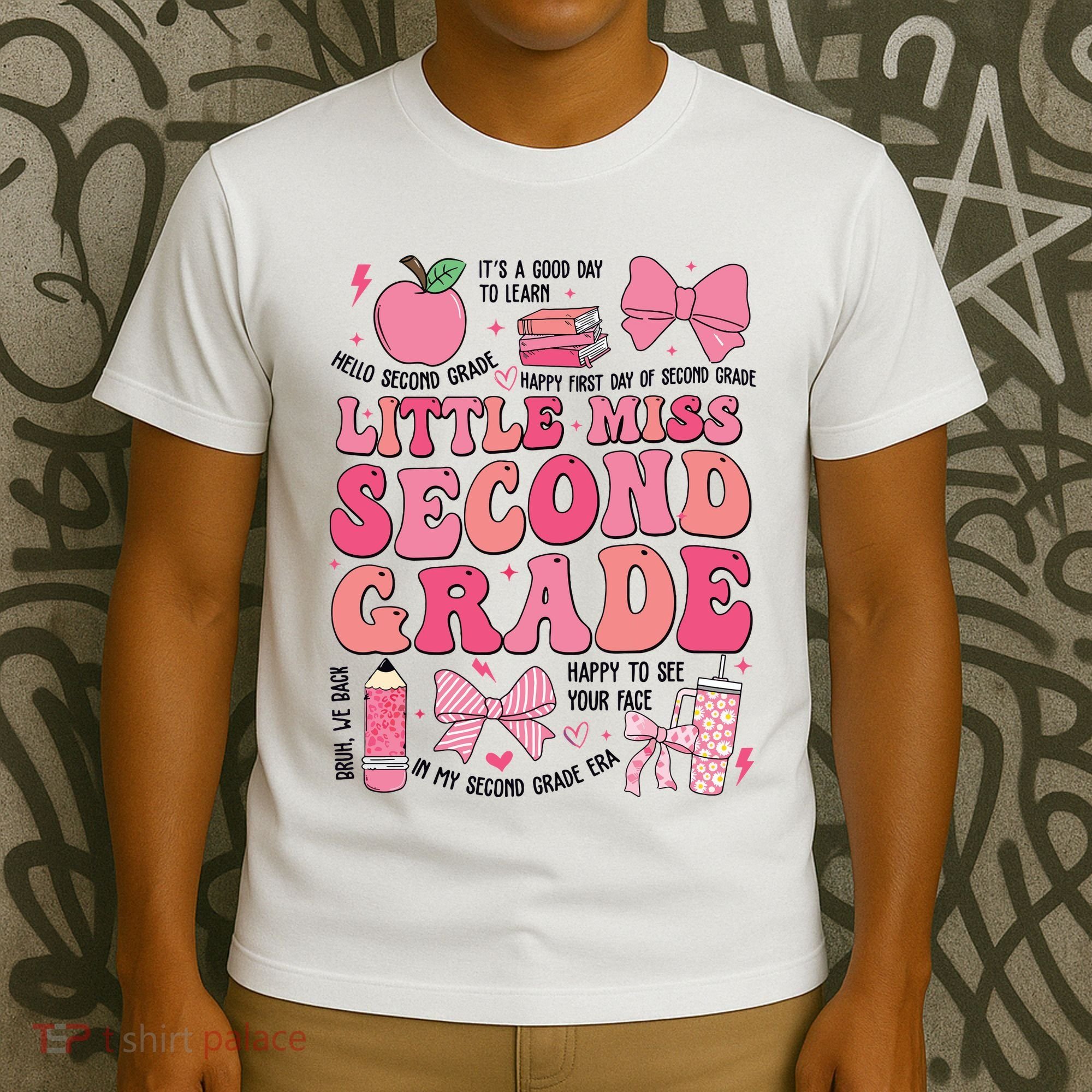 Little Miss 2nd Grade Girl Coquette Bow Back To School T-Shirt