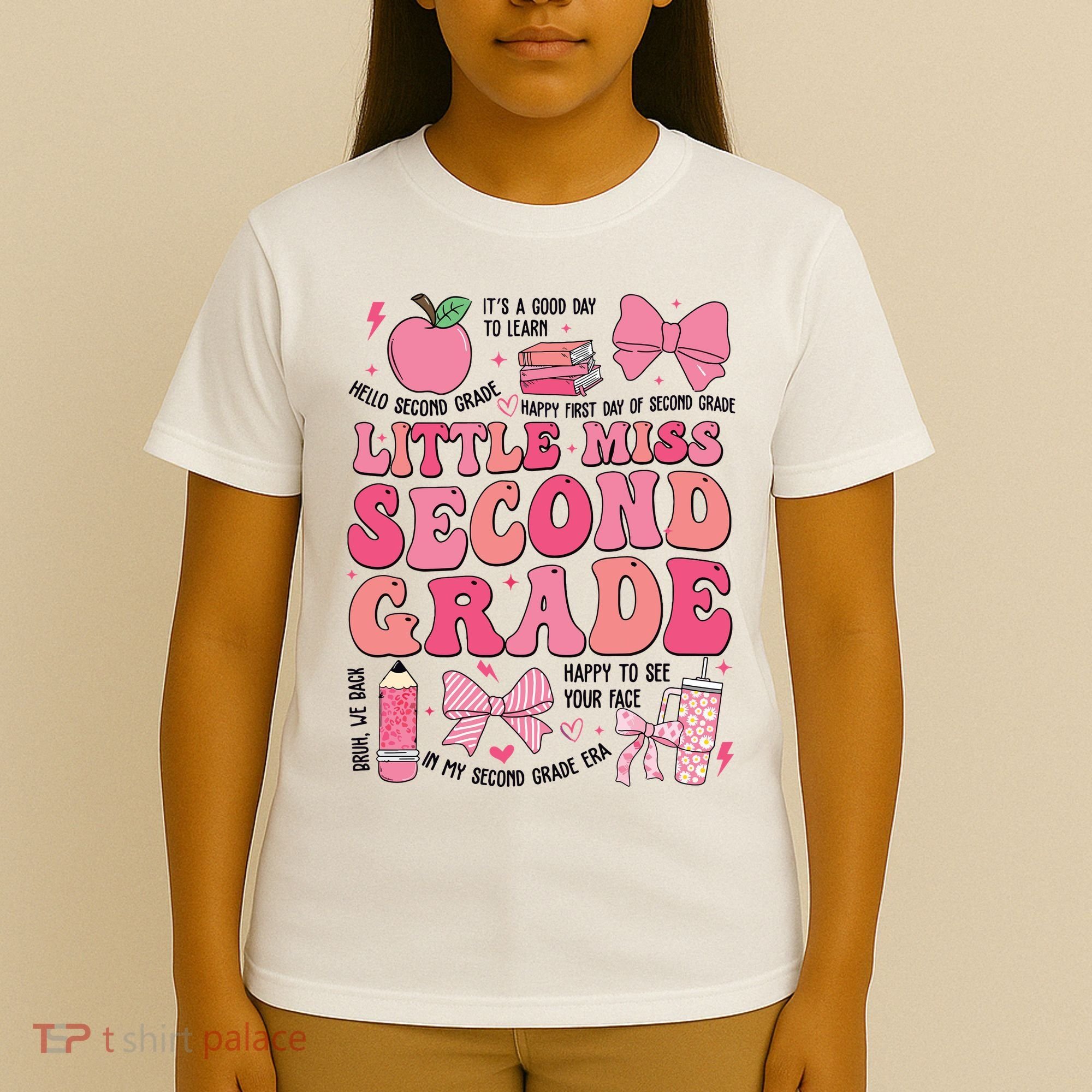 Little Miss 2nd Grade Girl Coquette Bow Back To School T-Shirt