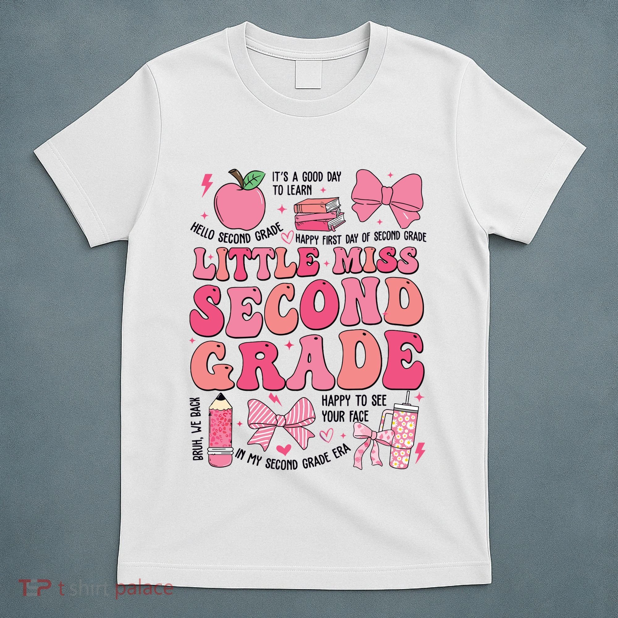 Little Miss 2nd Grade Girl Coquette Bow Back To School T-Shirt