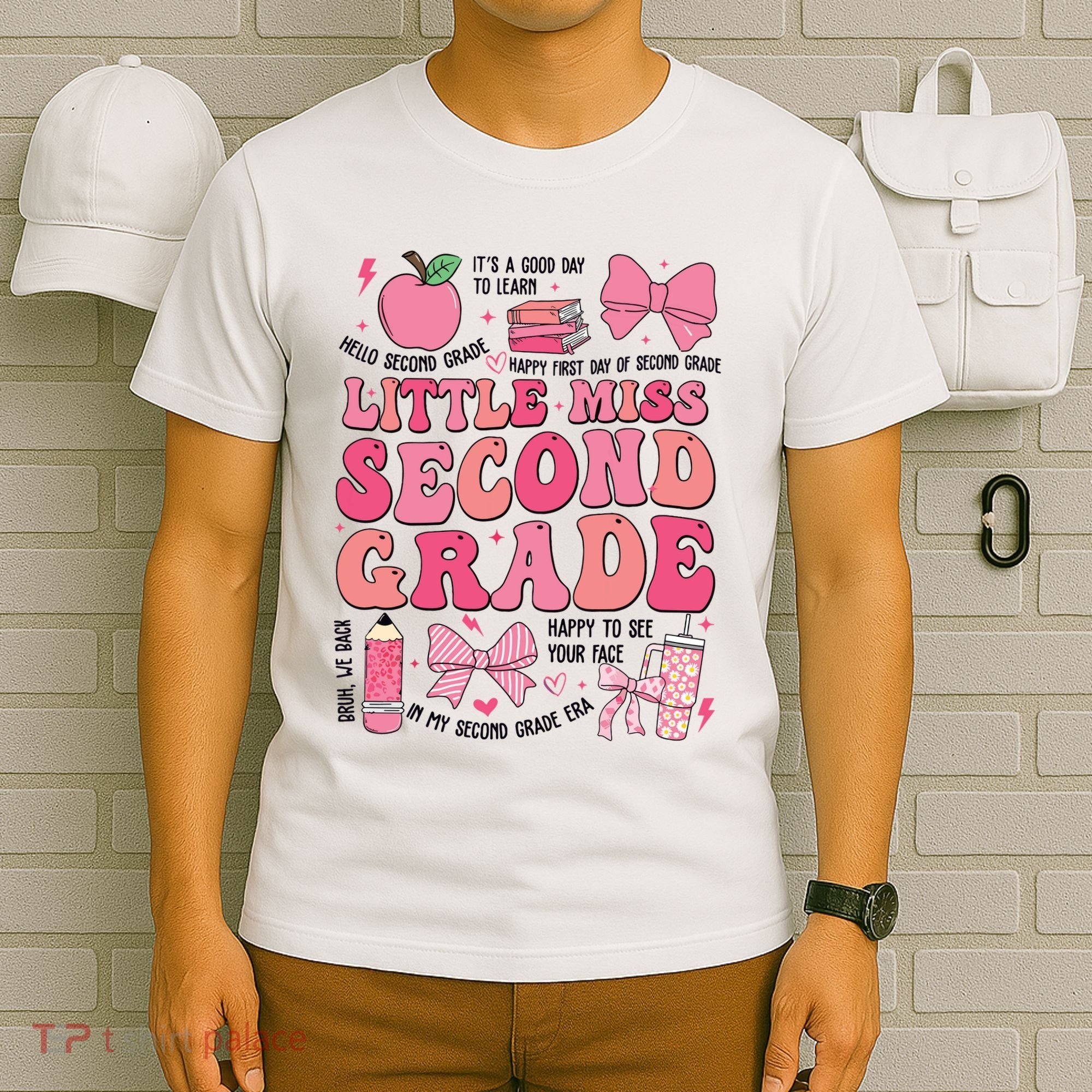 Little Miss 2nd Grade Girl Coquette Bow Back To School T-Shirt