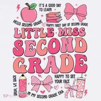 Little Miss 2nd Grade Girl Coquette Bow Back To School Mousepad thumb 1