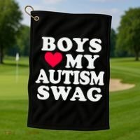 Love My Autism Swag Funny Autistic Awareness Idea Great Gift Golf Towel thumb 1
