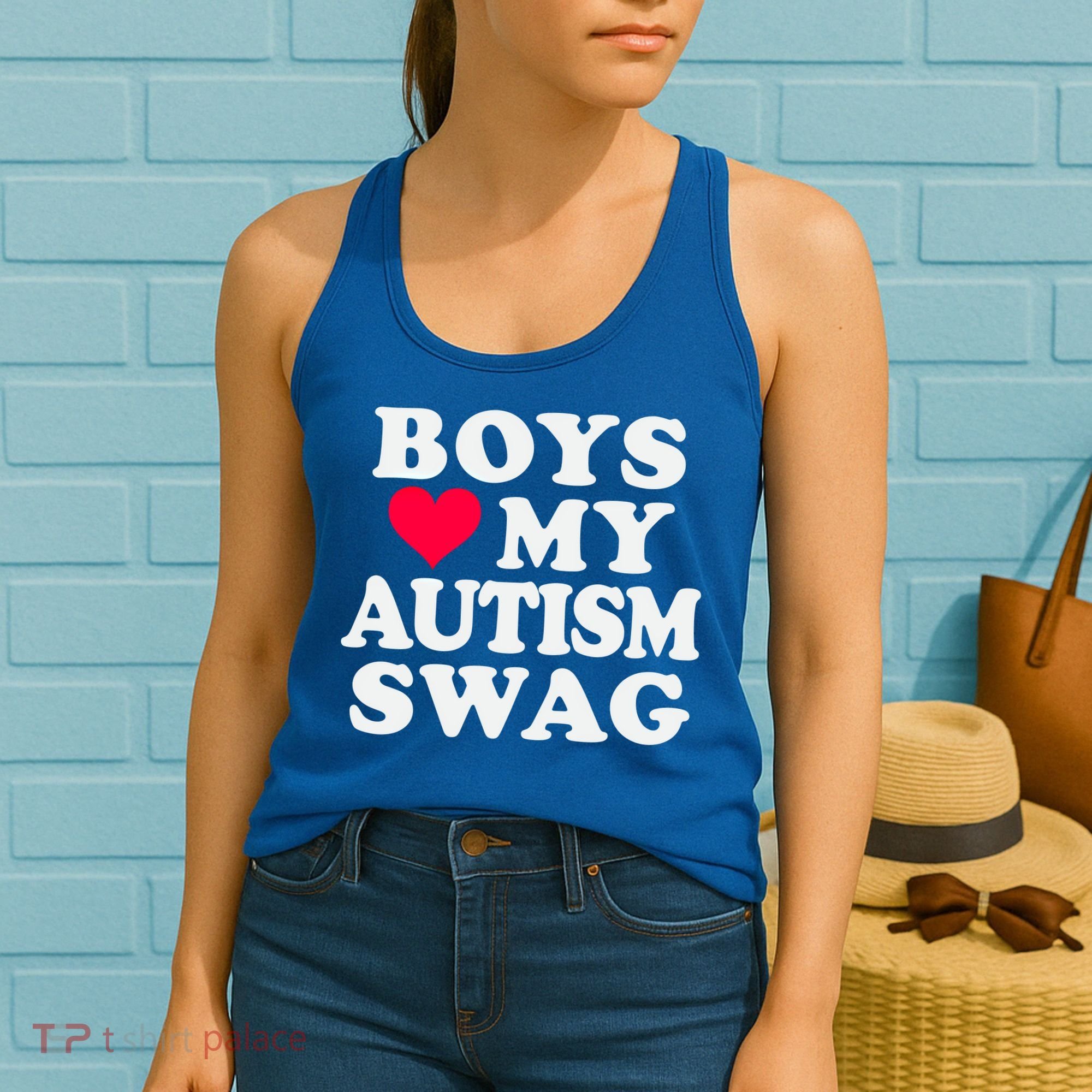 Love My Autism Swag Funny Autistic Awareness Idea Great Gift Women's Tank Top