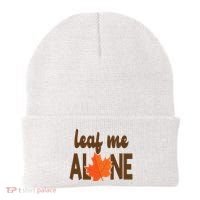 Leaf Me Alone Funny Fall Beanie thumb 0