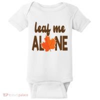Leaf Me Alone Funny Fall Baby Bodysuit thumb 0