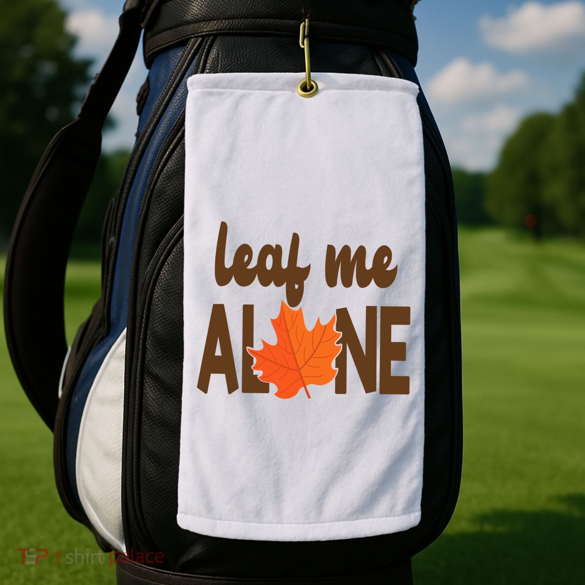 Leaf Me Alone Funny Fall Golf Towel