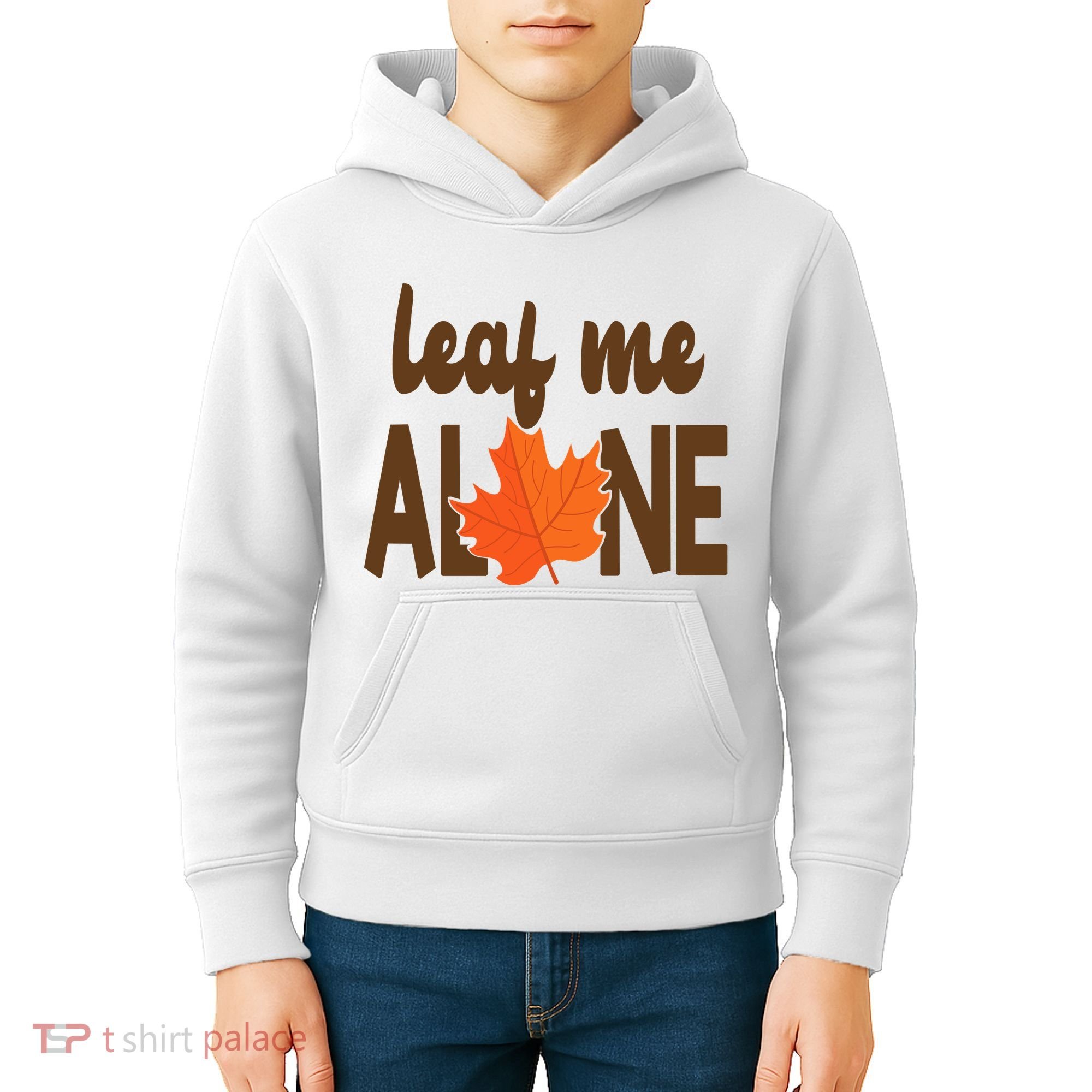 Leaf Me Alone Funny Fall Kids Hoodie