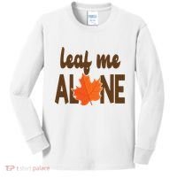 Leaf Me Alone Funny Fall Kids Long Sleeve Shirt thumb 0
