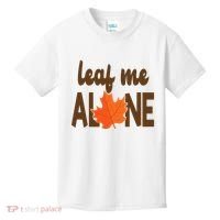Leaf Me Alone Funny Fall Kids T-Shirt thumb 0