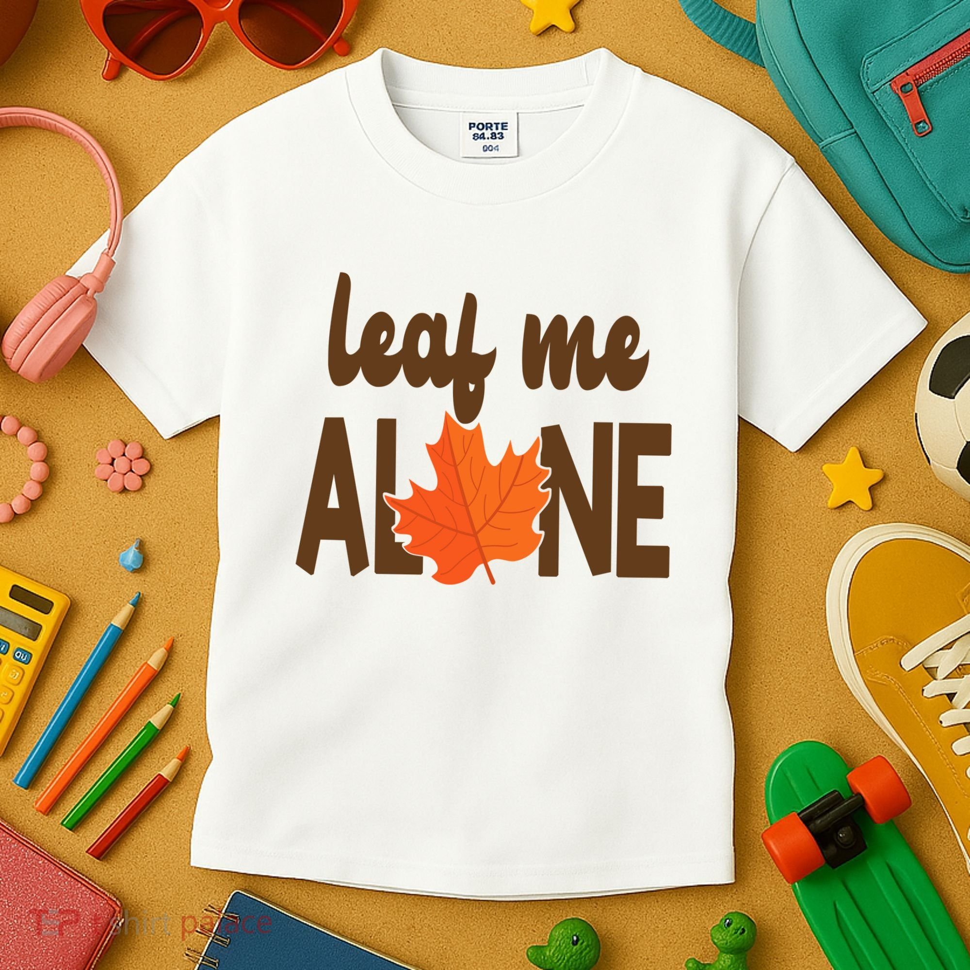 Leaf Me Alone Funny Fall Kids T-Shirt