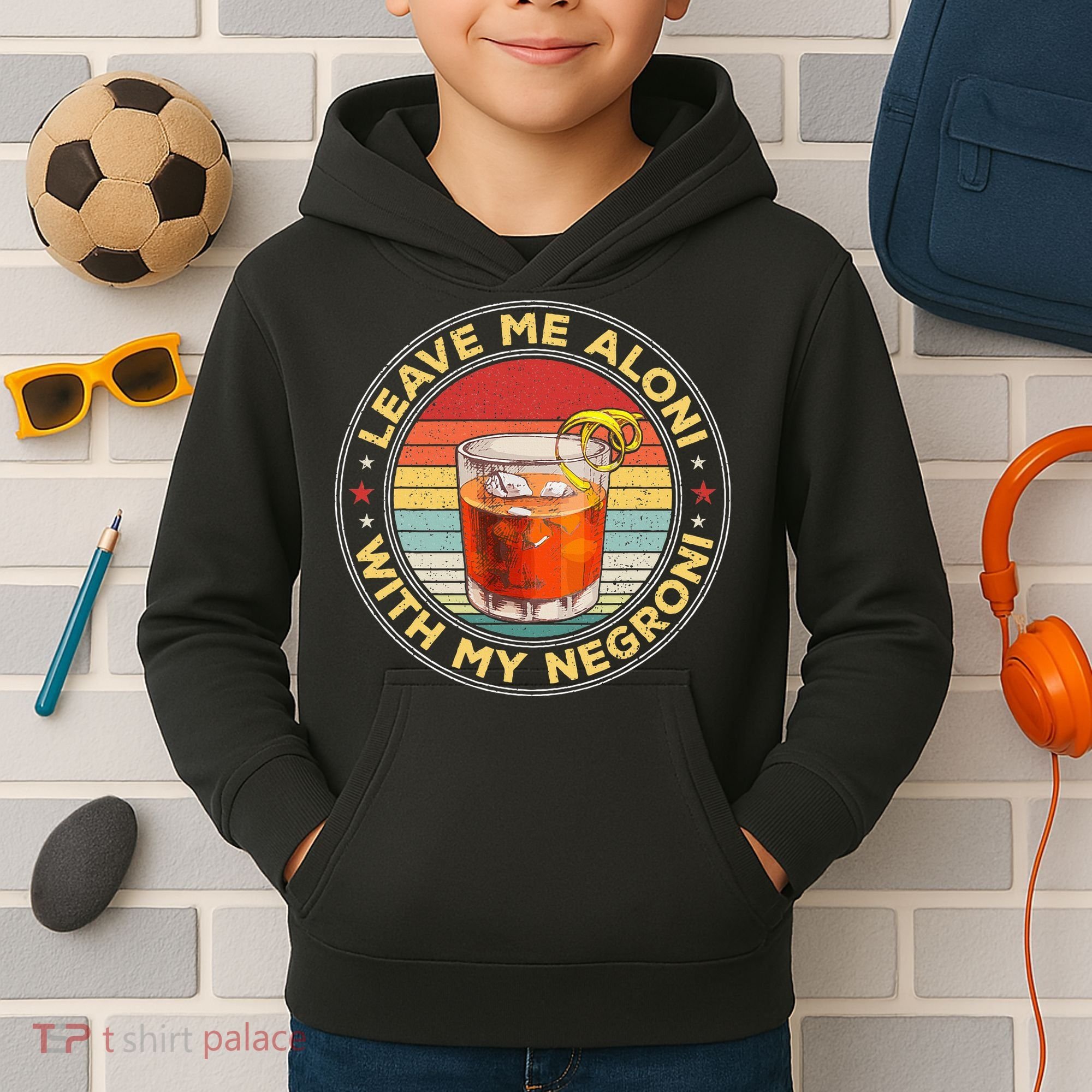 Leave Me Aloni With My Negroni Cocktail Drinker Drinking Kids Hoodie