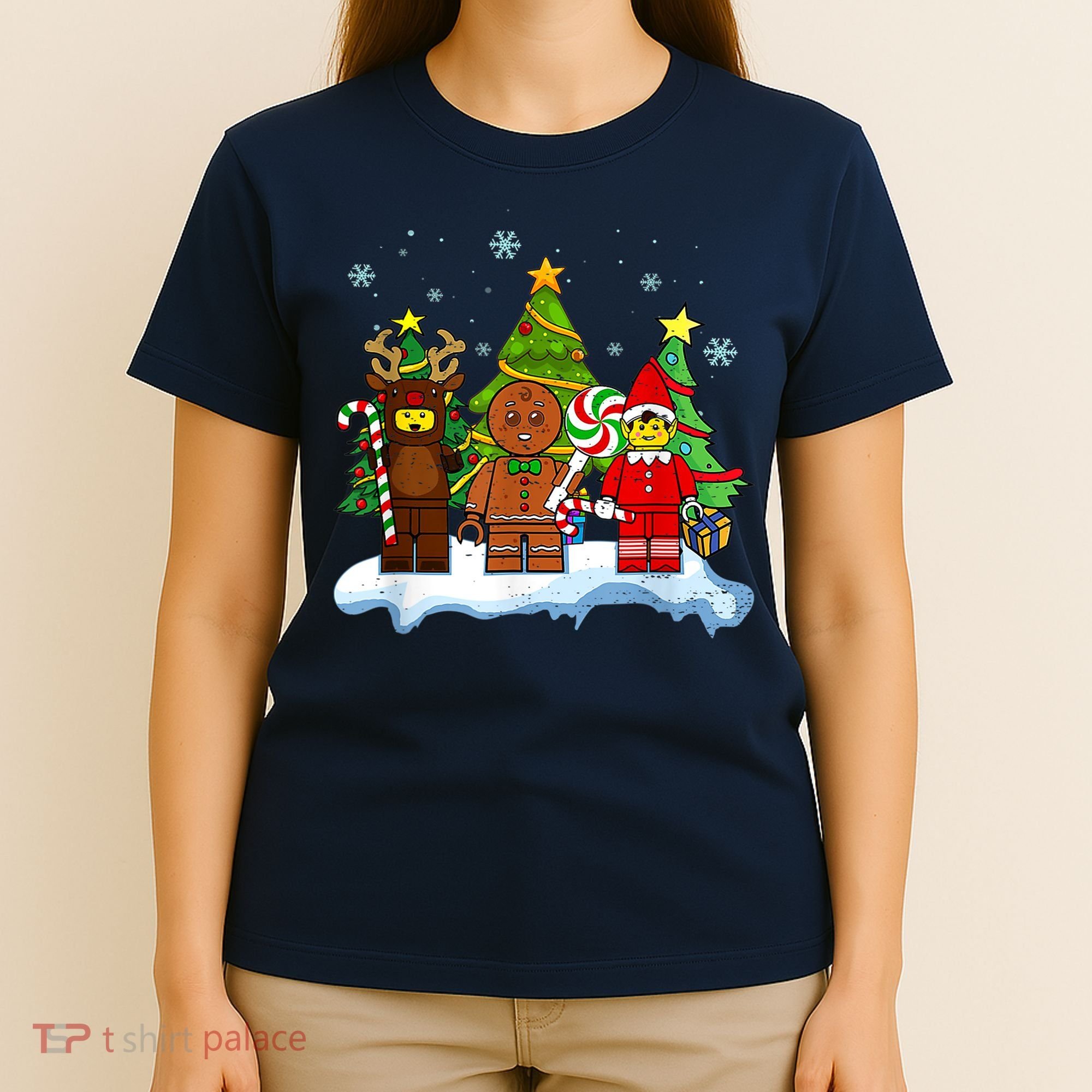 Lego Man Around The Christmas Kids Toddler Family Matching T-Shirt
