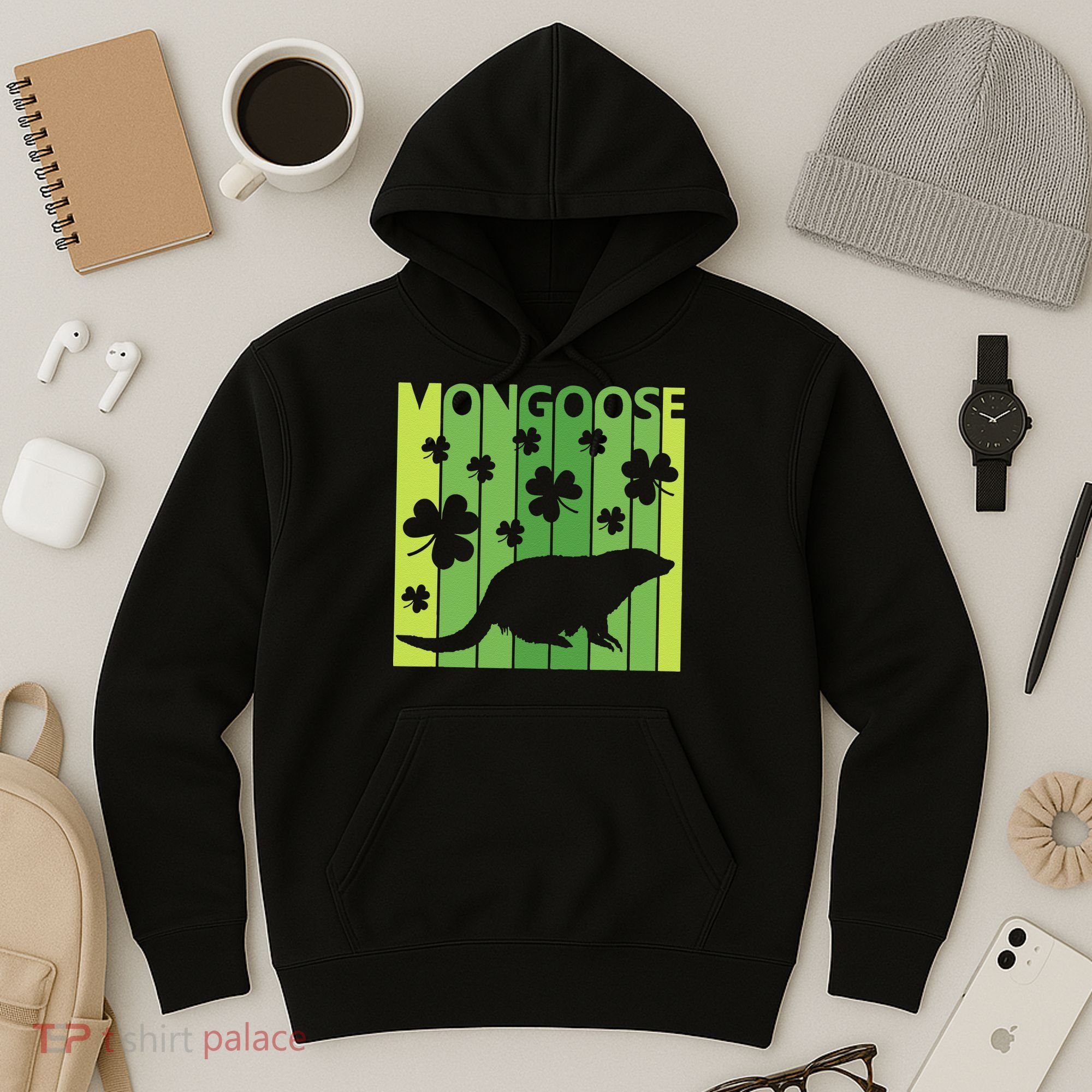 Lucky Mongoose Animal St Patrick's Day Irish Gift Hoodie