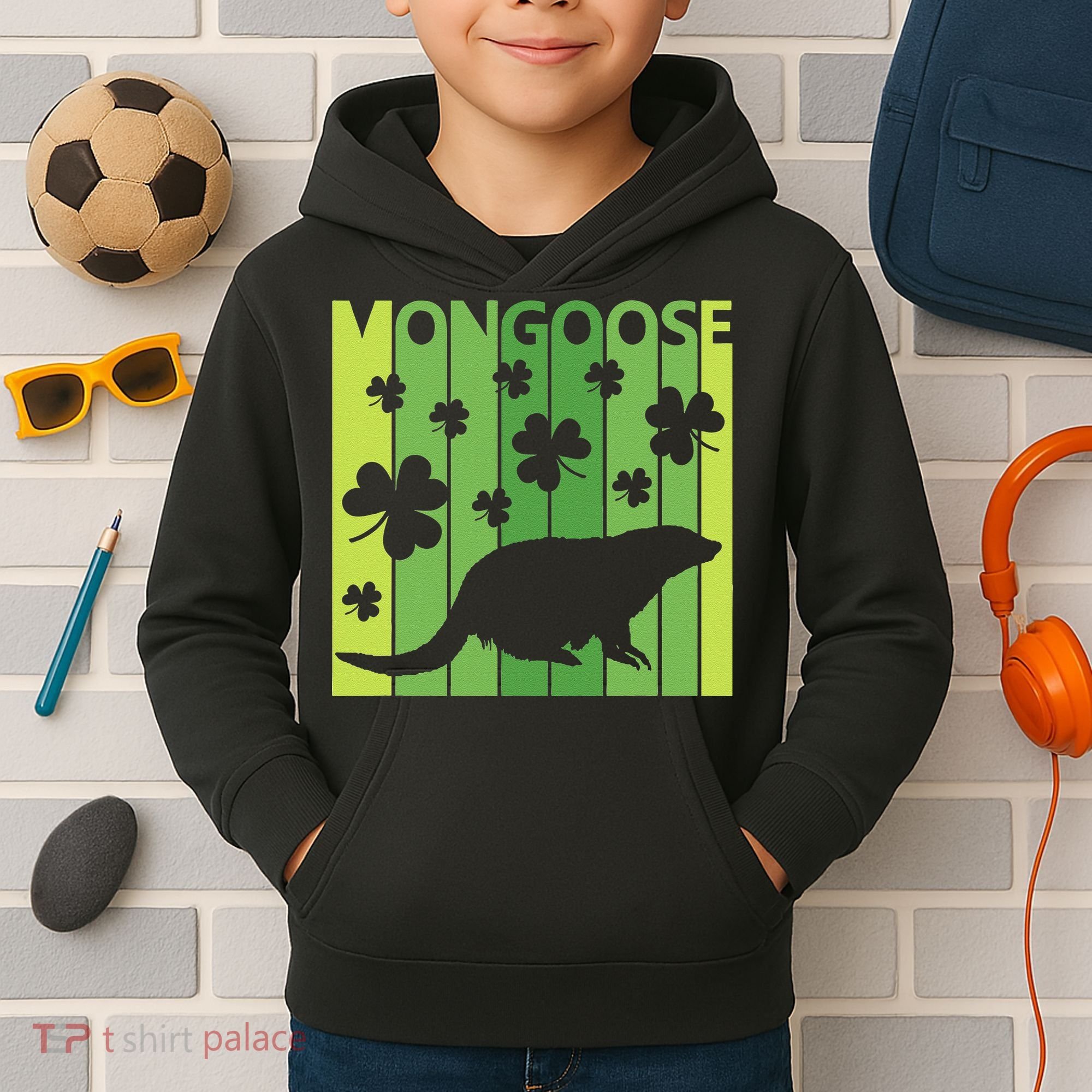 Lucky Mongoose Animal St Patrick's Day Irish Gift Kids Hoodie