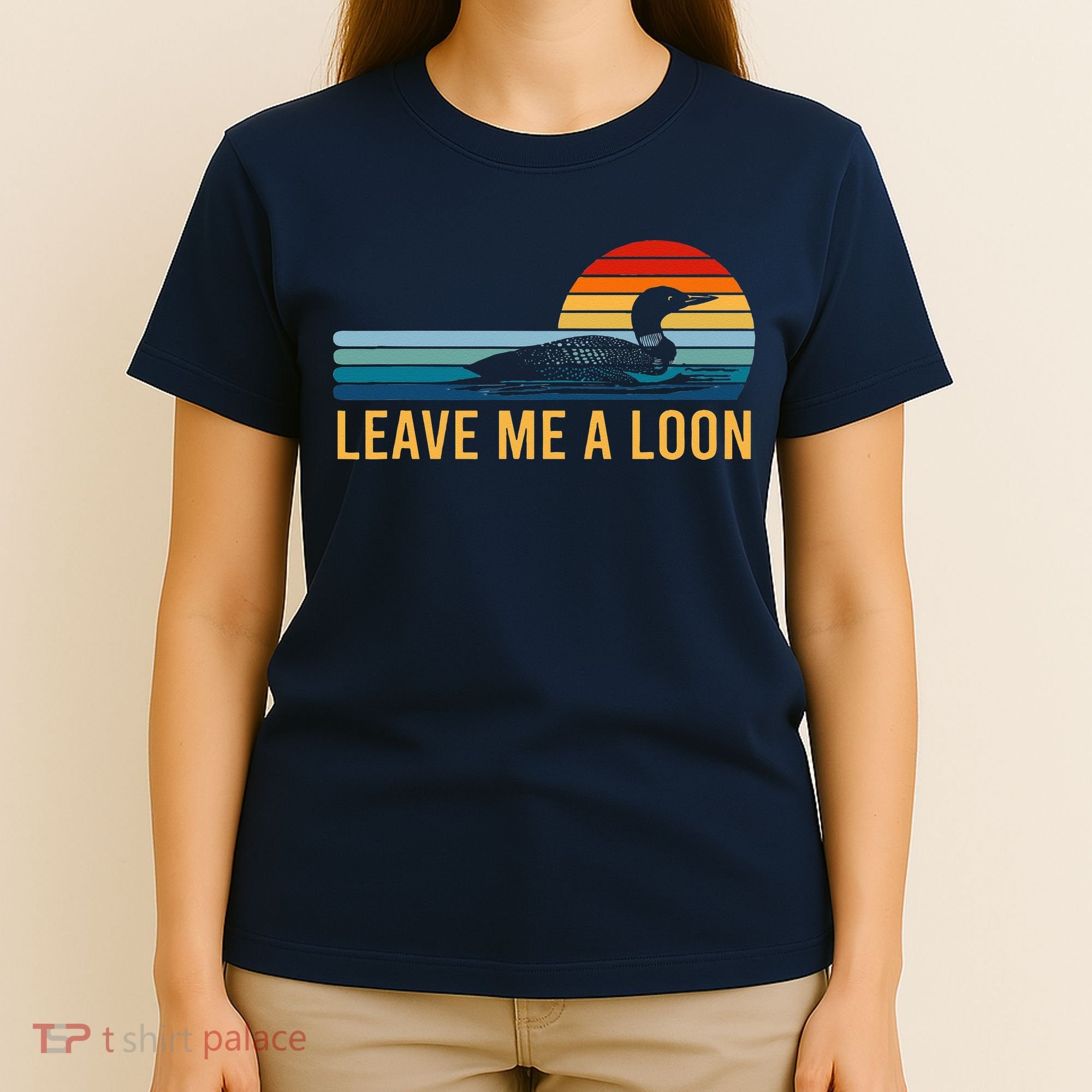 Leave Me A Loon Bird Watcher Gift Vintage Retro Sunset T-Shirt