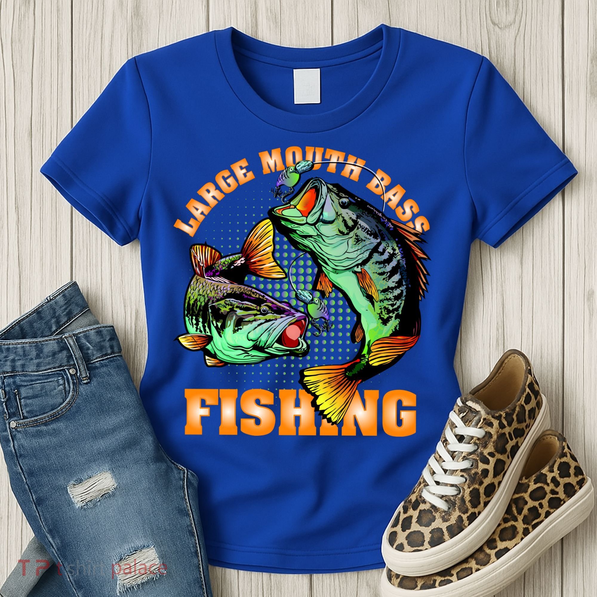 Large Mouth Bass In Action Fishing Women's T-Shirt