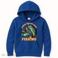 Large Mouth Bass In Action Fishing Kids Hoodie thumb 0