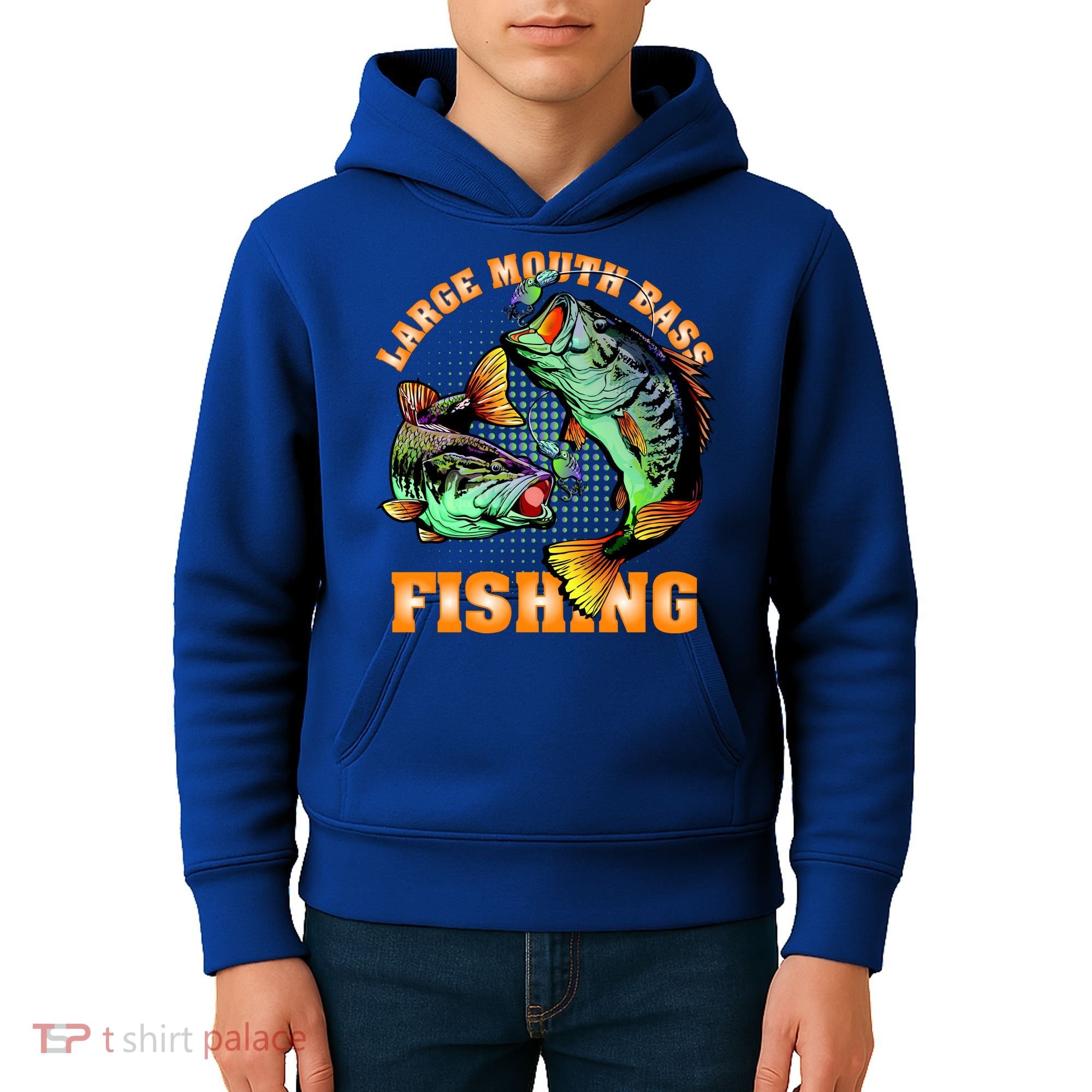 Large Mouth Bass In Action Fishing Kids Hoodie